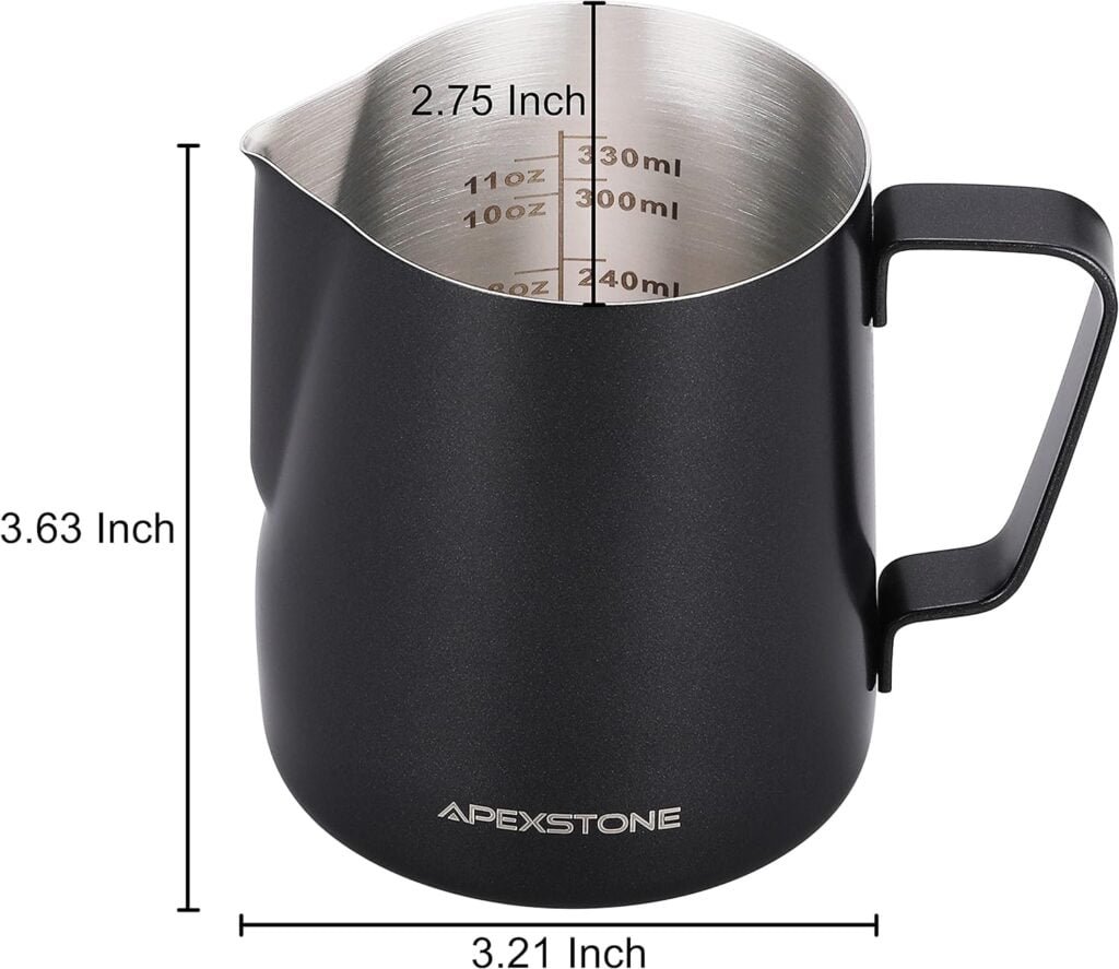 Apexstone 12 oz Espresso Steaming Pitcher, Coffee Milk Frothing Cup, Coffee Steaming Pitcher 12 oz/350 ml