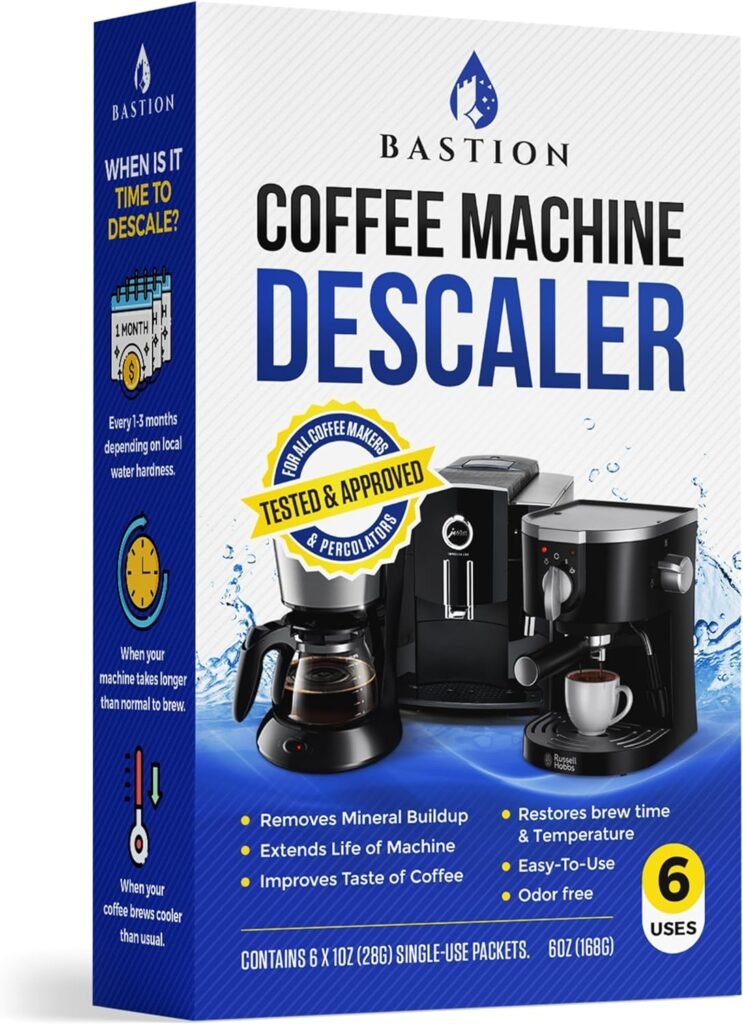 Descaling Powder Solution (6-Uses) Coffee Machine Descaler Cleaner | Compatible with Breville Keurig Nespresso Delonghi Ninja | To Descale Automatic Coffee Pots  Makers  Espresso Machines