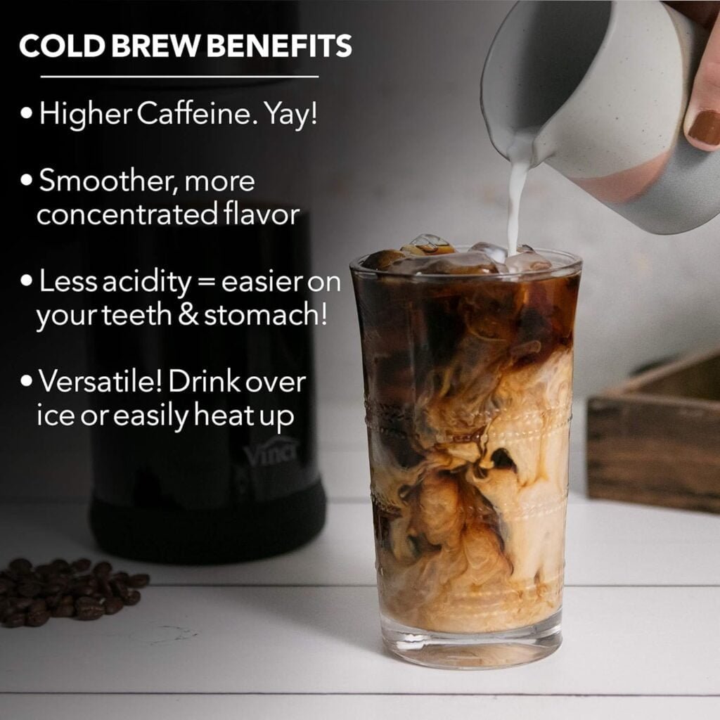 VINCI Express Cold Brew Patented Electric Coffee Maker in 5 Minutes, 4 Brew Strength Settings  Cleaning Cycle, Easy to Use  Clean, Glass Carafe, 1.1 Liter (37 Fl Ounces)