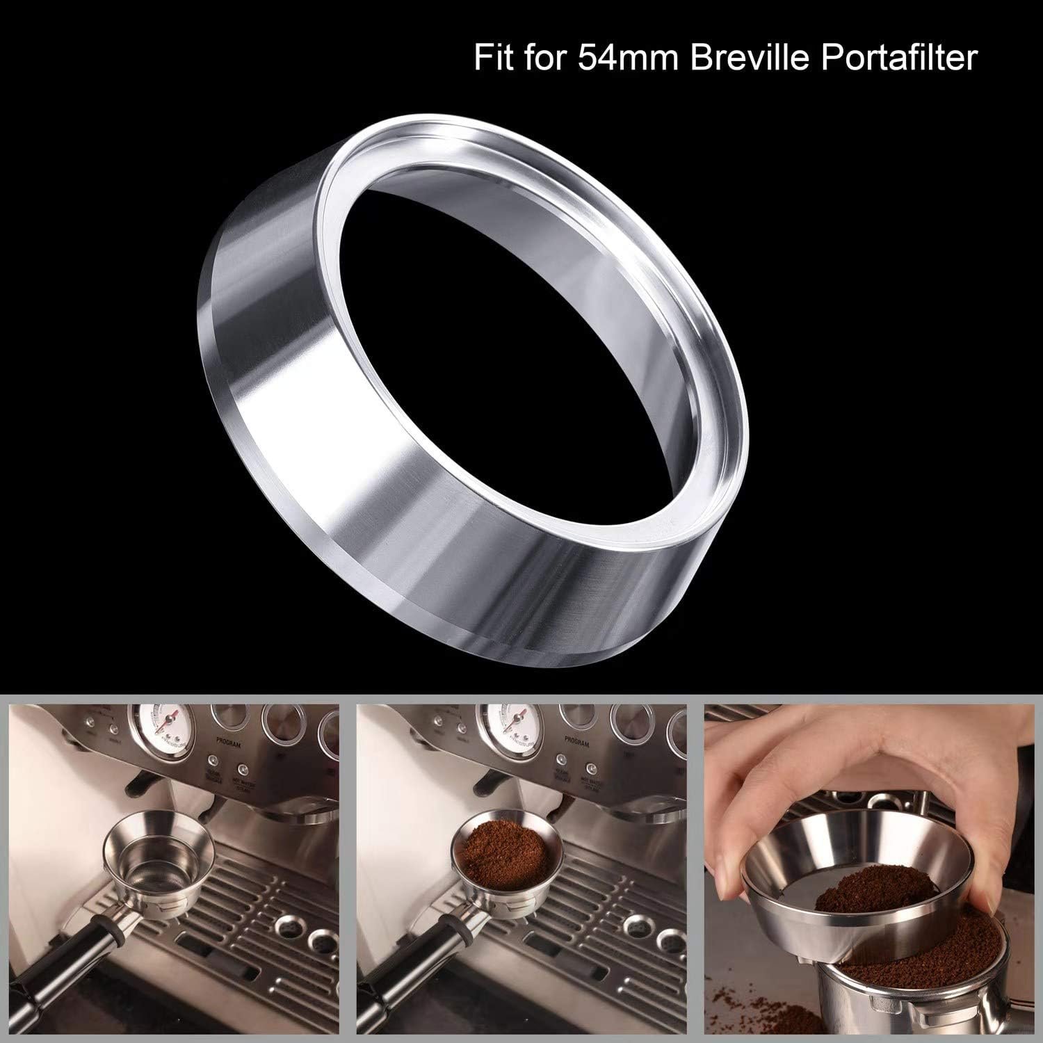 54mm espresso dosing funnel matow stainless steel coffee dosing ring compatible with 54mm breville portafilter 3