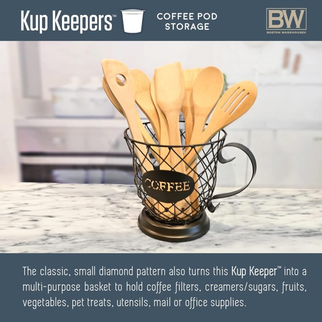 Boston Warehouse Coffee Mug Kup Keeper, Storage Basket,20 pods