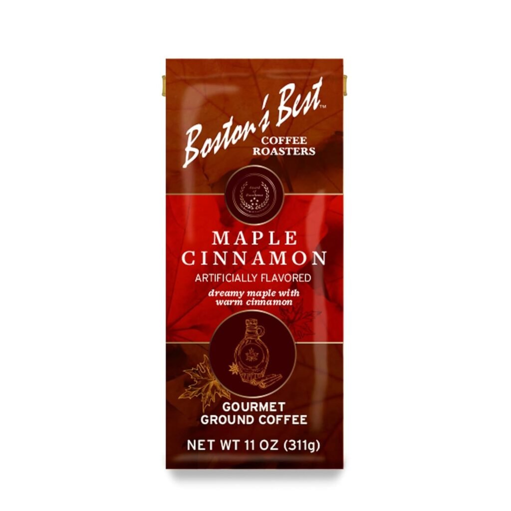 Boston’s Best Gourmet Ground Coffee – Maple Cinnamon Flavored Coffee – Medium Roast – 11 oz