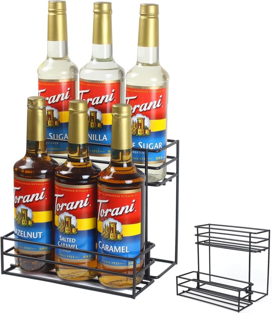 Coffee Syrup Rack (6 Bottle Capacity)，Coffee Syrup Organizer for Coffee Bar,Kitchen.Small Wine Rack for Bar,Family,Storage for Syrup, Wine, Dressing