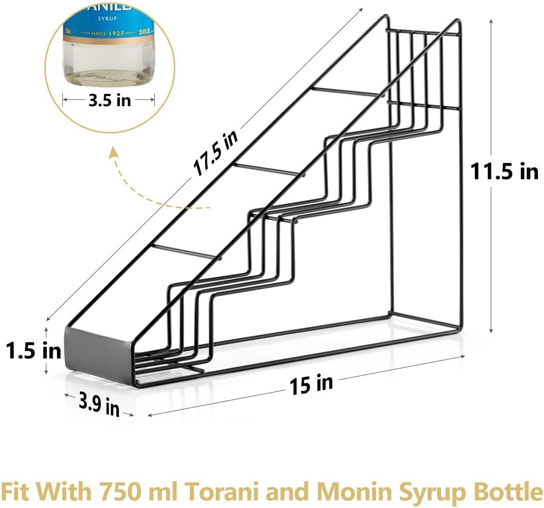 coffee syrup rack for coffee bar accessories fits with torani and monin syrup coffee bar organizer holds 4 bottles 3