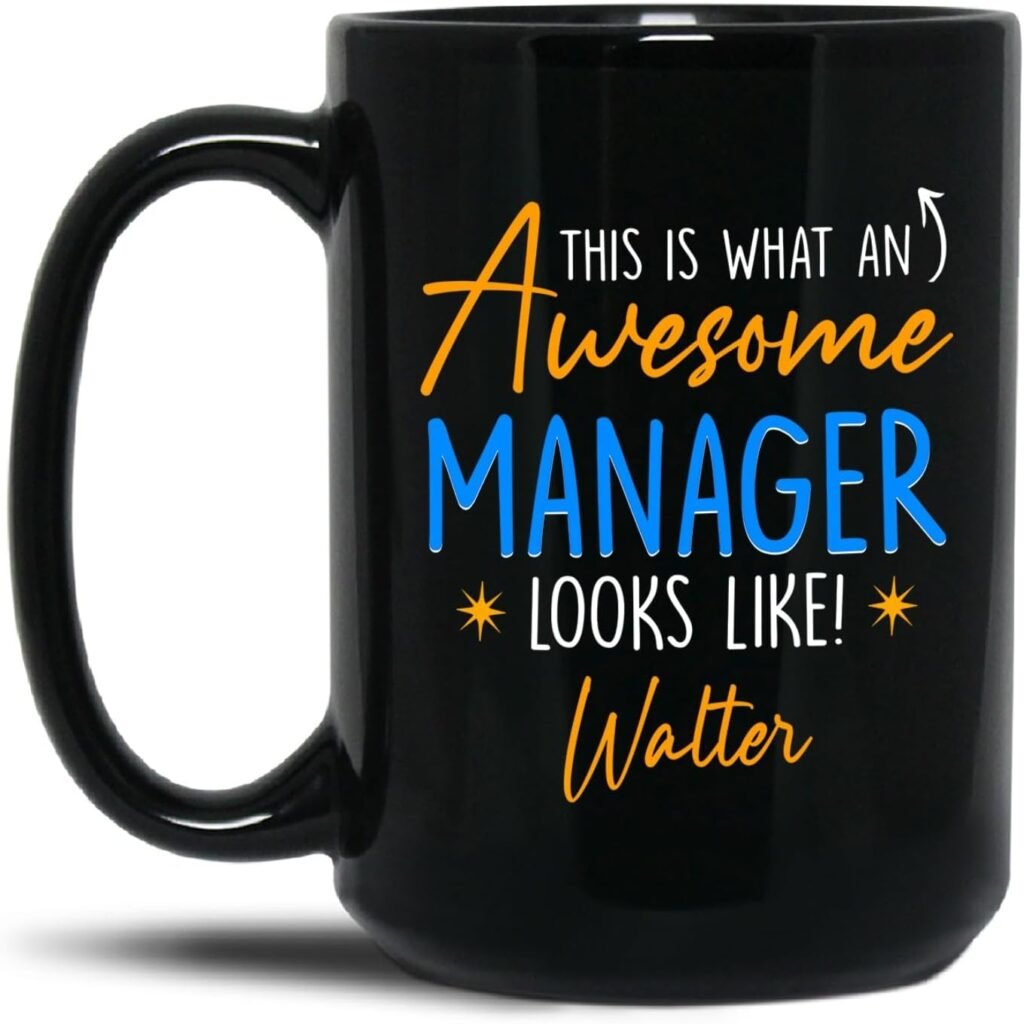 Customized Manager Tea Cup With Name, Manager Cups Present, Custom Boss Ceramic Mug Present, Personalized Managers Work Equipment Coffee Cup Gifts For Manager, Black Ceramic Cup 11oz or 15oz