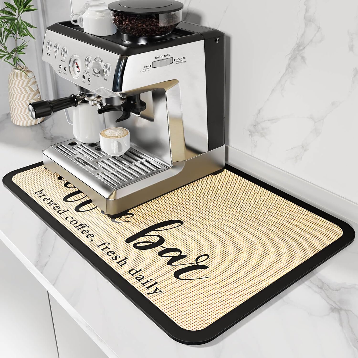 dk177 coffee mat coffee bar mat hide stain absorbent drying mat with waterproof rubber backing fit under coffee maker co