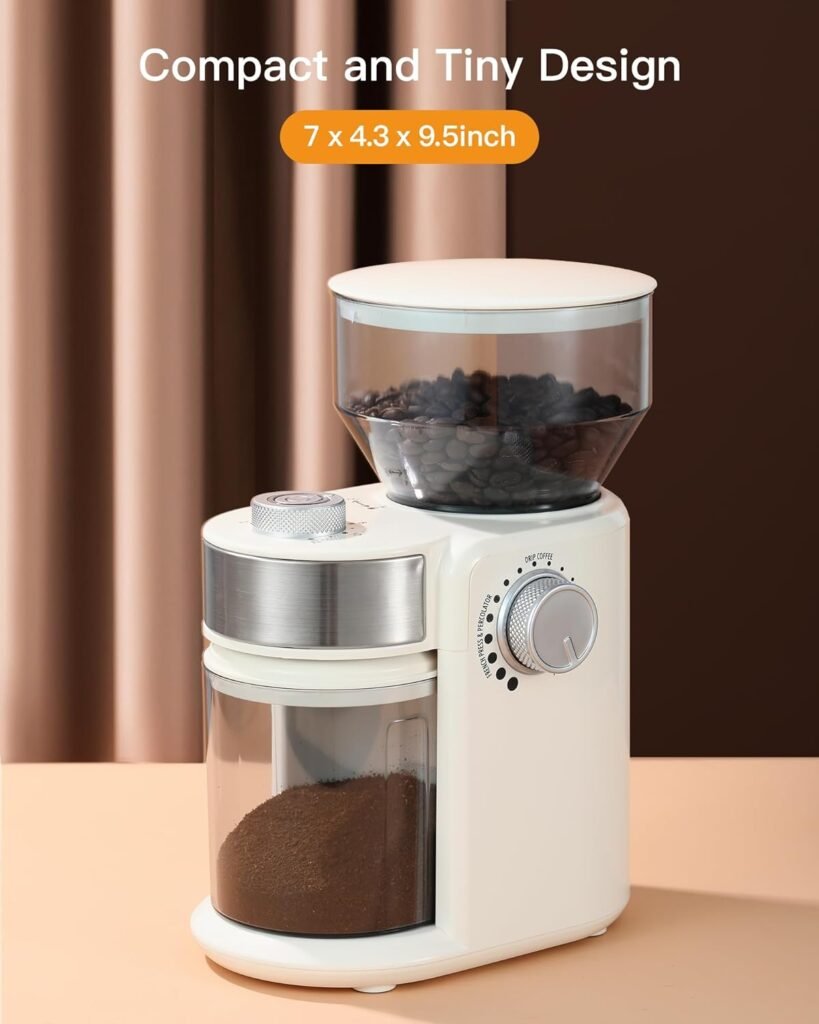 Electric Burr Mill Coffee Grinder with 18 Precise Grind Settings for Espresso, Drip and French Press - Adjustable Burr Grinder in Black