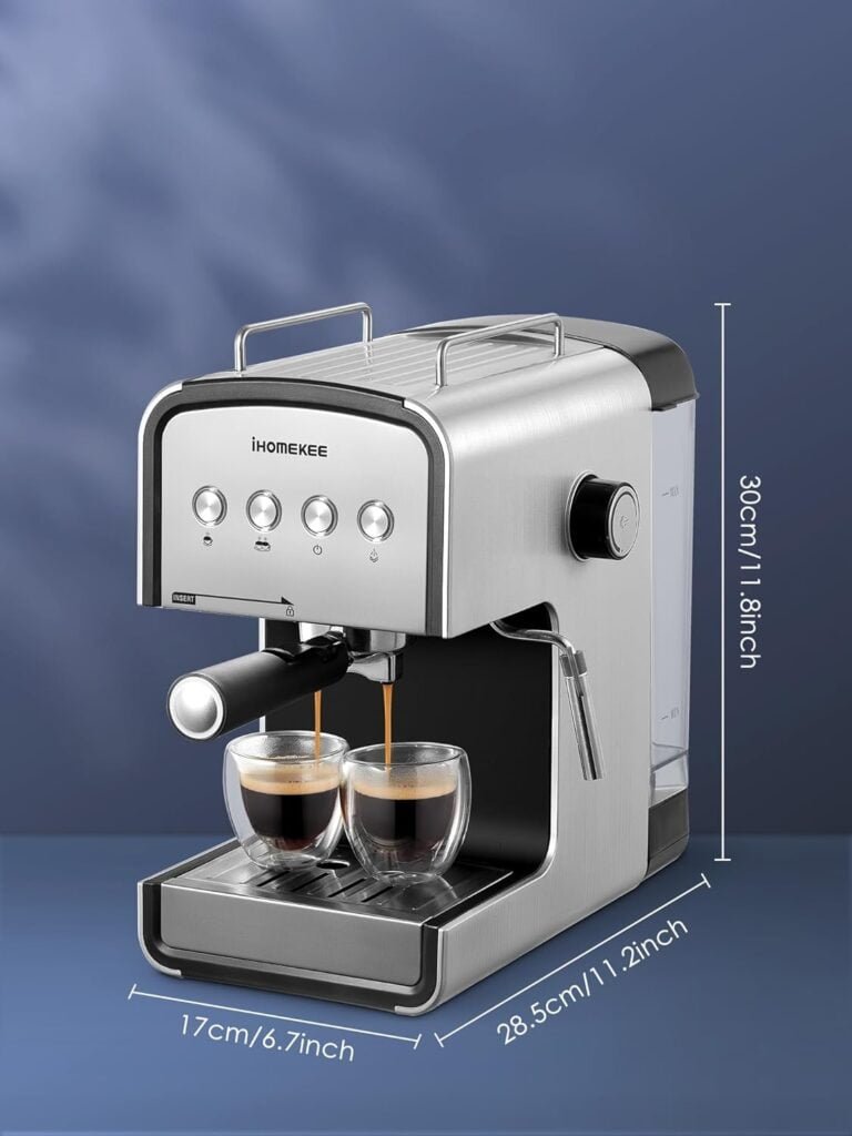 Espresso Machine 15 Bar, Coffee Maker for Cappuccino and Latte Maker with Milk Frother Steam Wand, Fast Heating Coffee Machine for Home, Office - CM6822, Silver