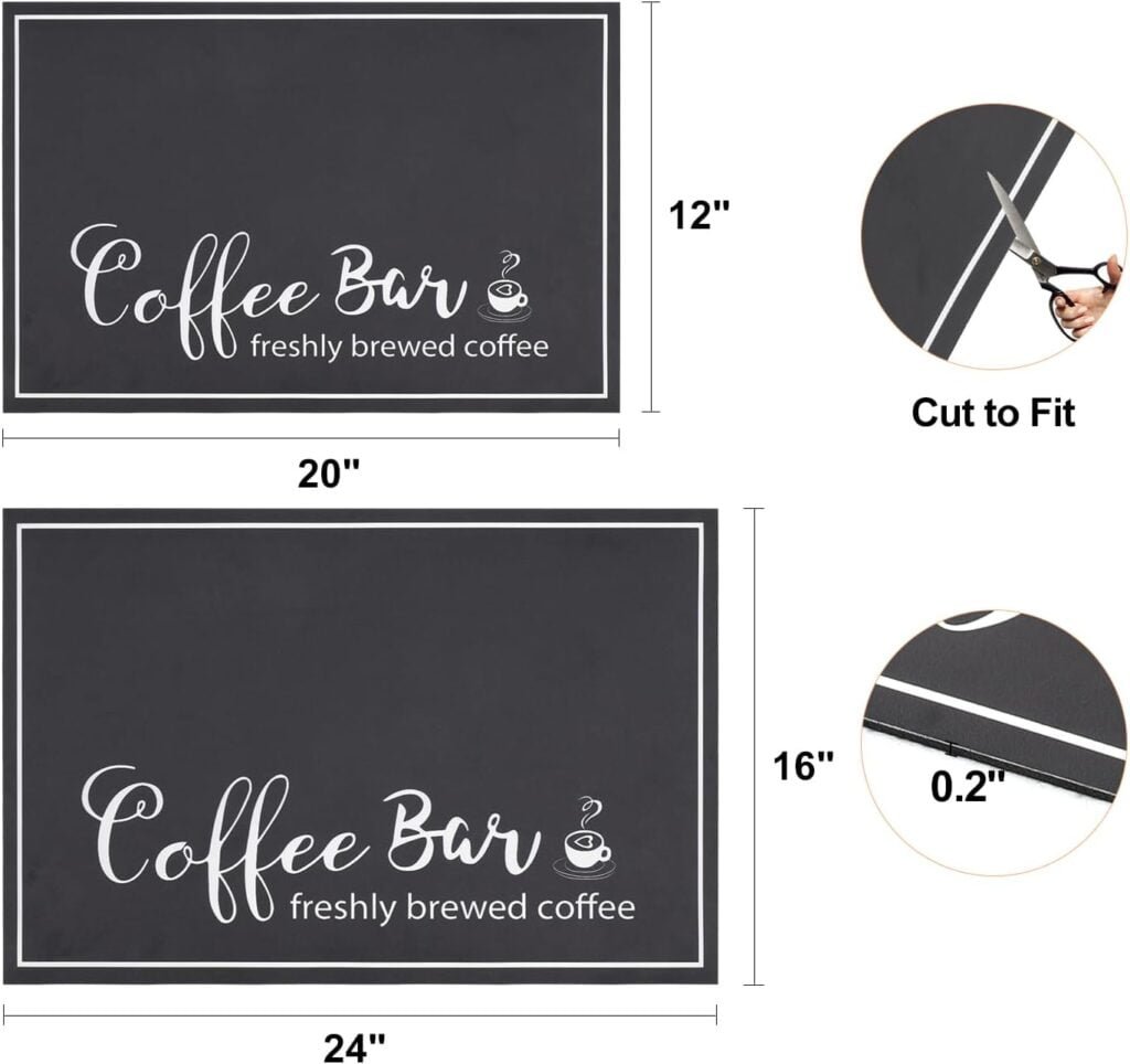 Findosom Dish Drying Mat, 12x20 Absorbent Coffee Bar Mat for Countertops, Coffee Bar Accessories with Coffee Cup Pattern for Kitchen Counter Coffee Maker Coffee Pot Dining Room Decoration