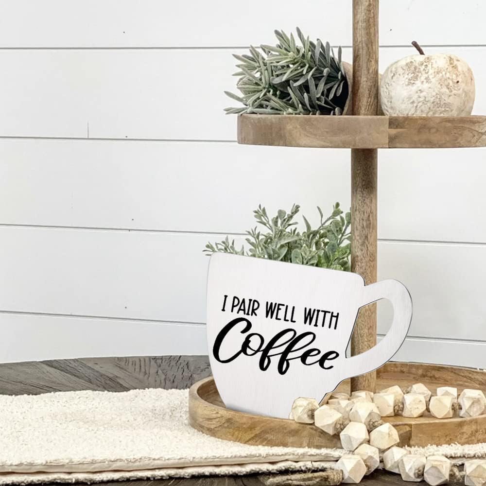 Funny Coffee Bar Sign, Modern Coffee Sign, Coffee Table Sign Gifts for Coffee Lover, Women, Friends, Vintage Coffee Plaque for Tier Tray Decor, Shelf, Coffee Station, Office, Coffee Bar (Coffee9)