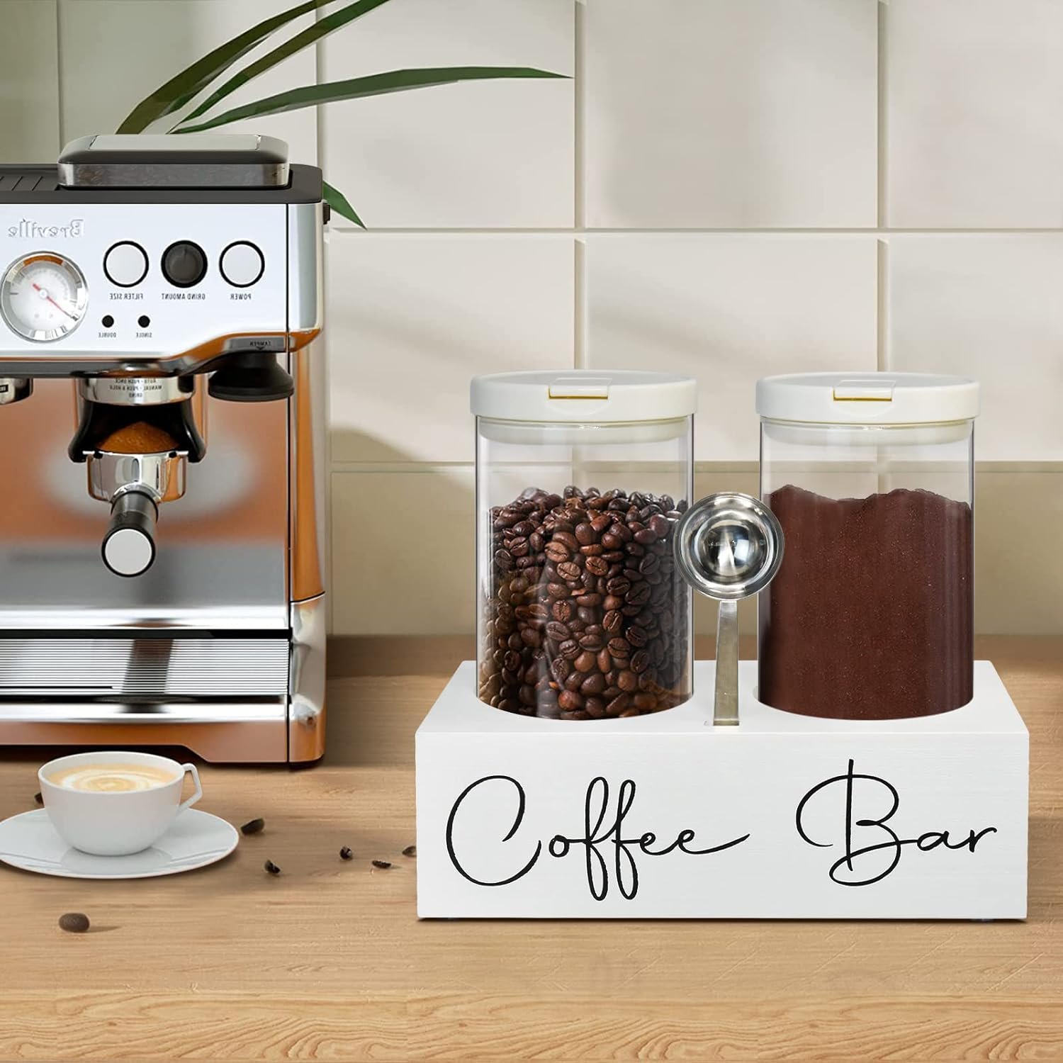 glass coffee containers with shelfcoffee station organizercoffee canister with scoop2x48oz coffee bean storage with airt 3