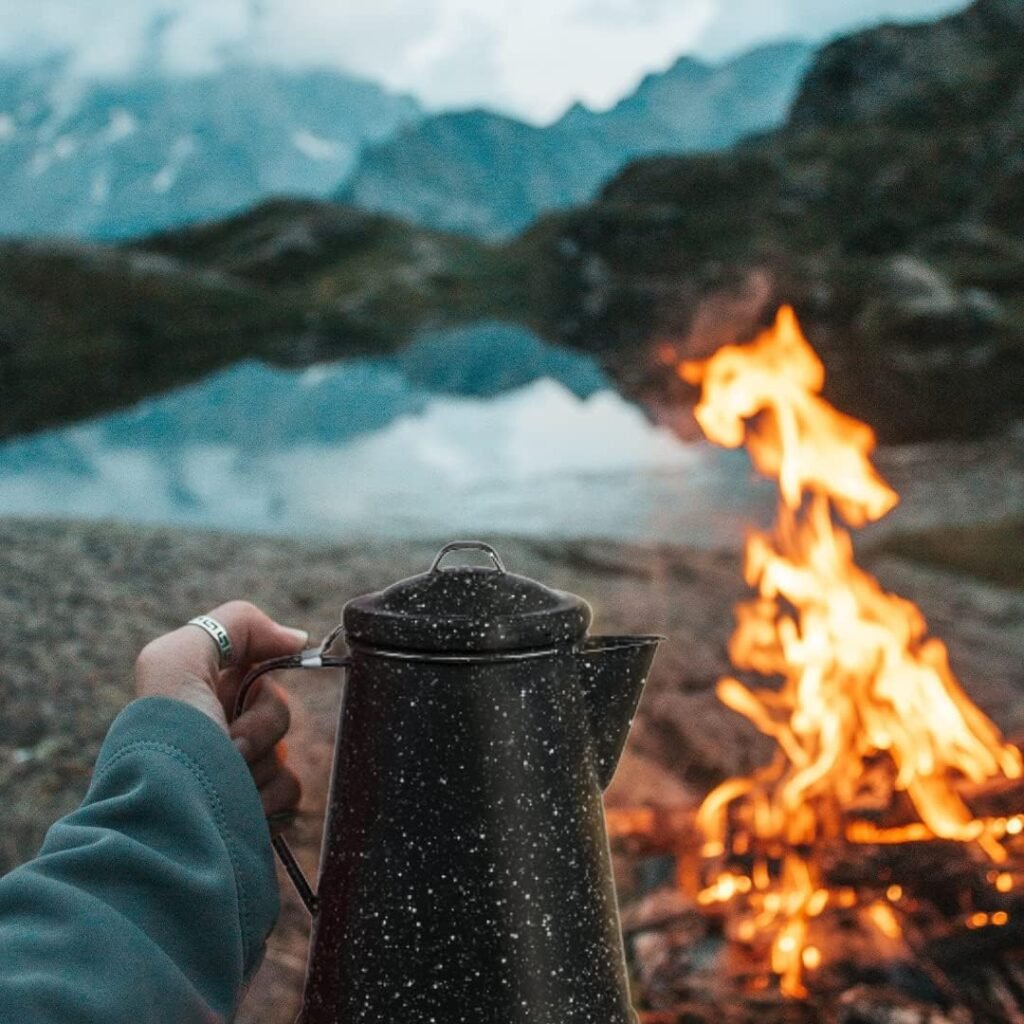 Granite Ware 3 Qt Coffee Boiler. Enameled Steel 12 cups capacity. Perfect for camping, Heat Coffee, Tea and Water directly on stove or fire.