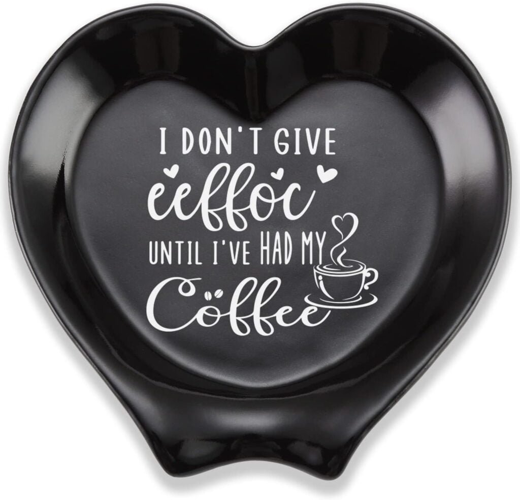 Heart-shaped Ceramic Coffee Spoon Rest, Coffee Spoon Holder, Station Decor Coffee Bar Accessories, Coffee Table Decor, Funny Coffee Quote, Coffee Lovers Gift for Sisters Girlfriends Women, and Men