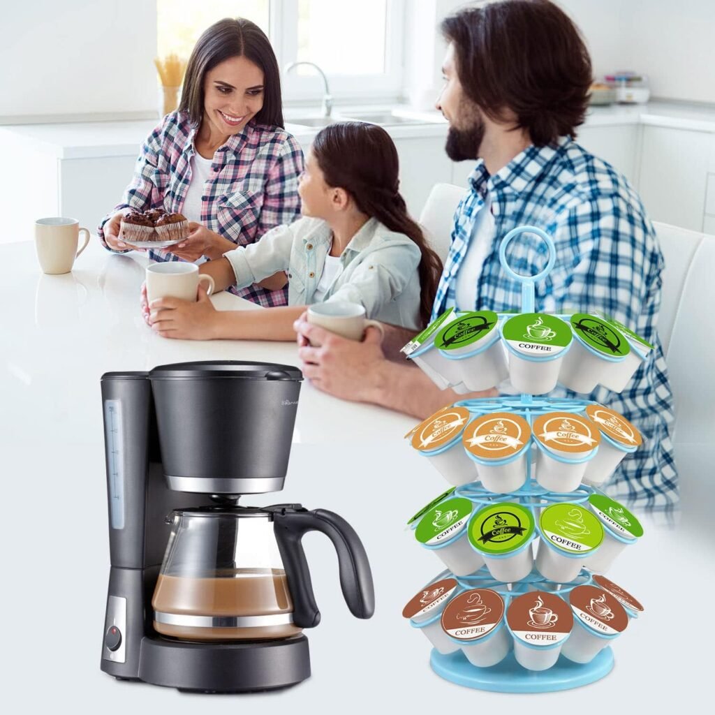 KIMIUP Coffee Pod Holder, Storage Compatible with K-Cups(36 Pods), Kitchen Detachable Organizer for Countertop, Spins 360-Degrees Carousel