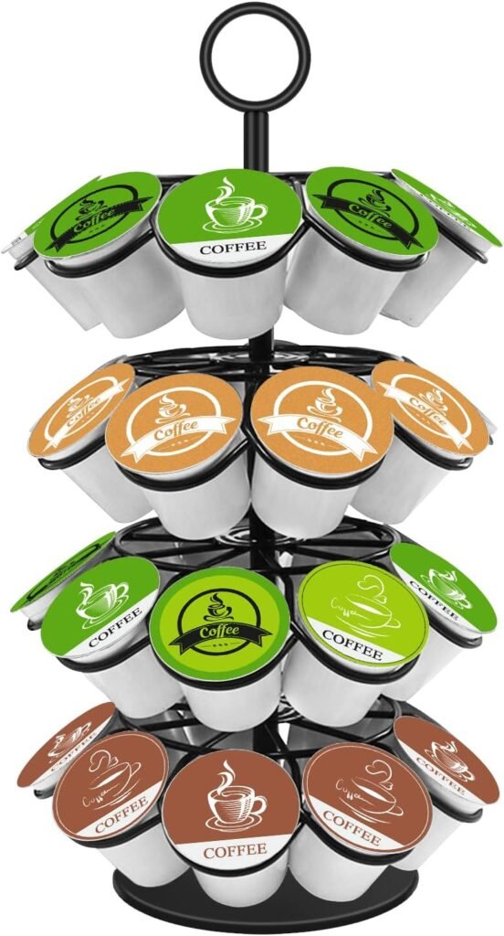 KIMIUP Coffee Pod Holder, Storage Compatible with K-Cups(36 Pods), Kitchen Detachable Organizer for Countertop, Spins 360-Degrees Carousel