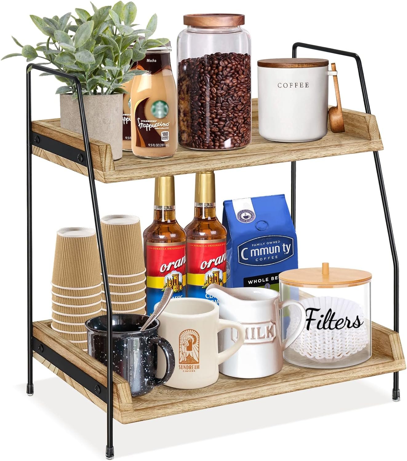megsooul coffee bar accessories and organizer countertop coffee station organizer kitchen counter shelf organizercoffee