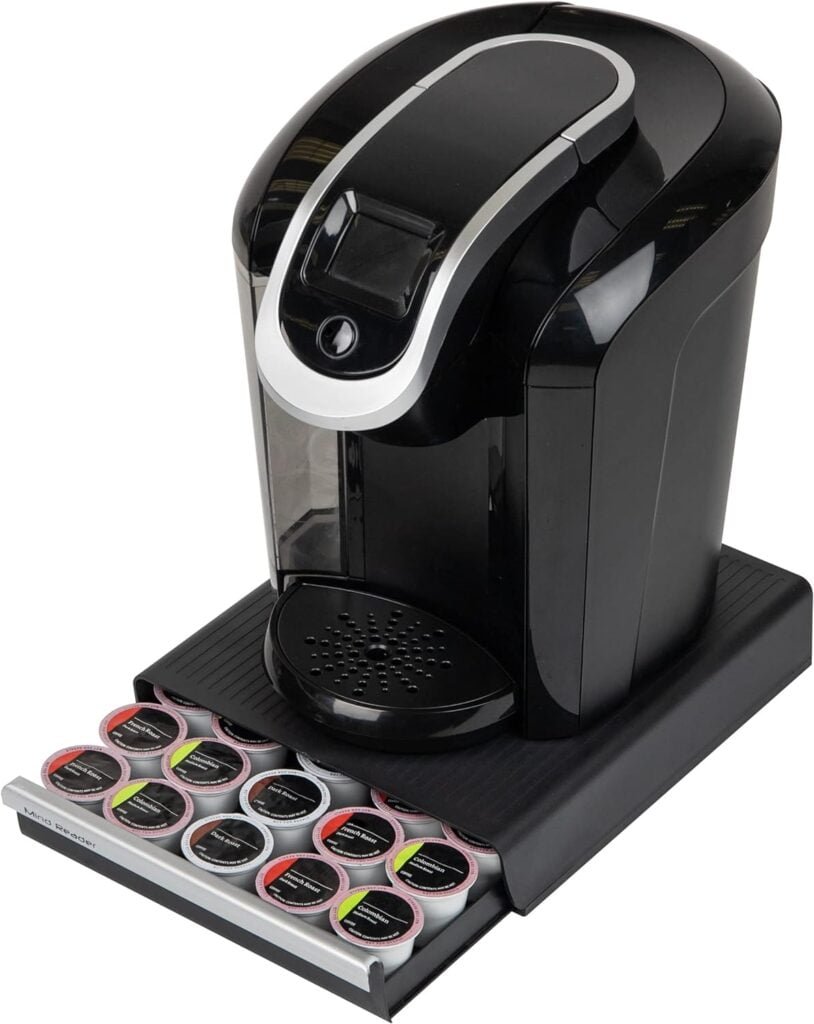 Mind Reader Single Serve Coffee Pod Drawer, 30 Pod Capacity, Countertop Organizer, 10.5L x 12.75W x 2.5H, Black