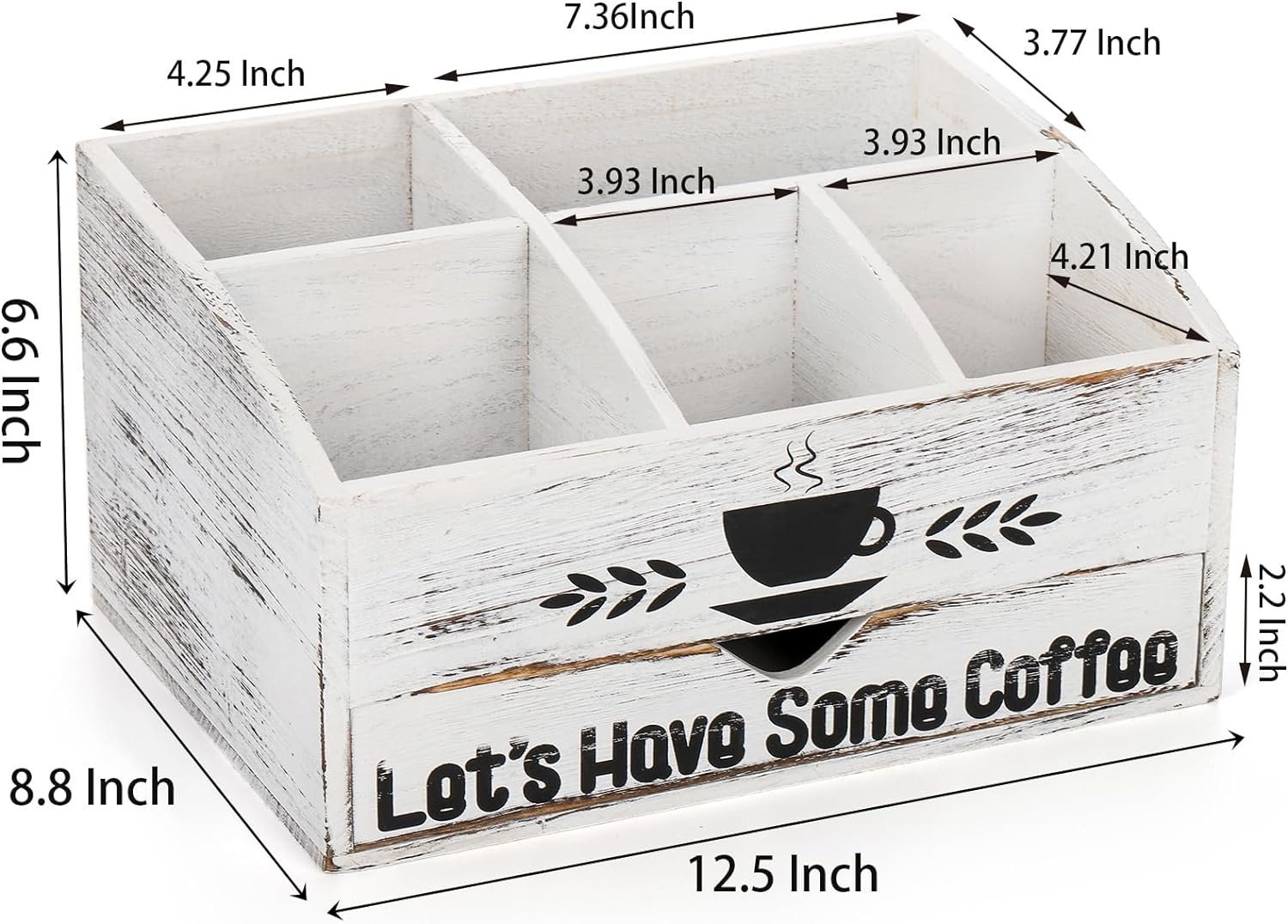 nicunom coffee station organizer with drawer countertop coffee bar organizer wood coffee pod holder coffee bar accessori 1