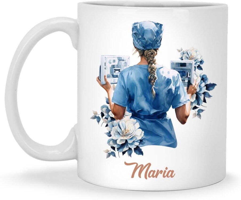 Nurse With Medical Equipments Coffee Mugs, Customized Name Nursing Ceramic Cup, Medical Assistant Coffee Mug, Personalized Gift For Nurse, Customized Nurse Appreciation Mugs, White Tea Cup