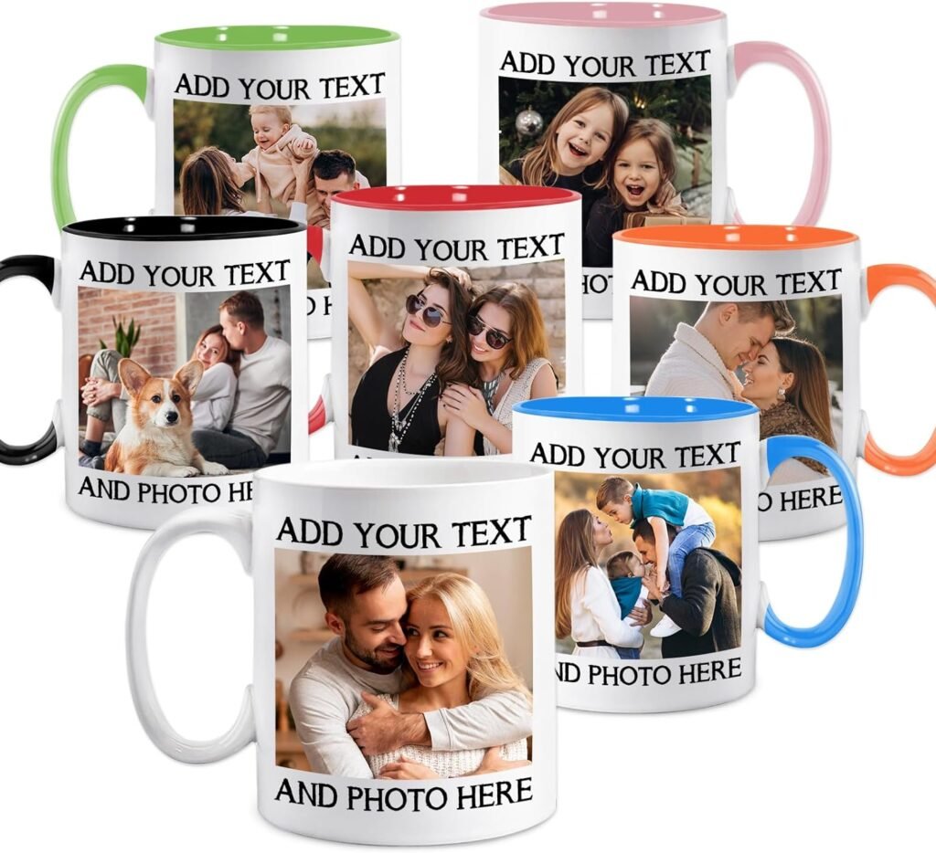 Personalized Custom Coffee Mug - 11-15oz Ceramic Mug w/Picture Logo Text - Customized Christmas Valentine day Birthday Gifts for Your Family Friends Lover - Taza Personalizadas Coffee Cup 7 colors