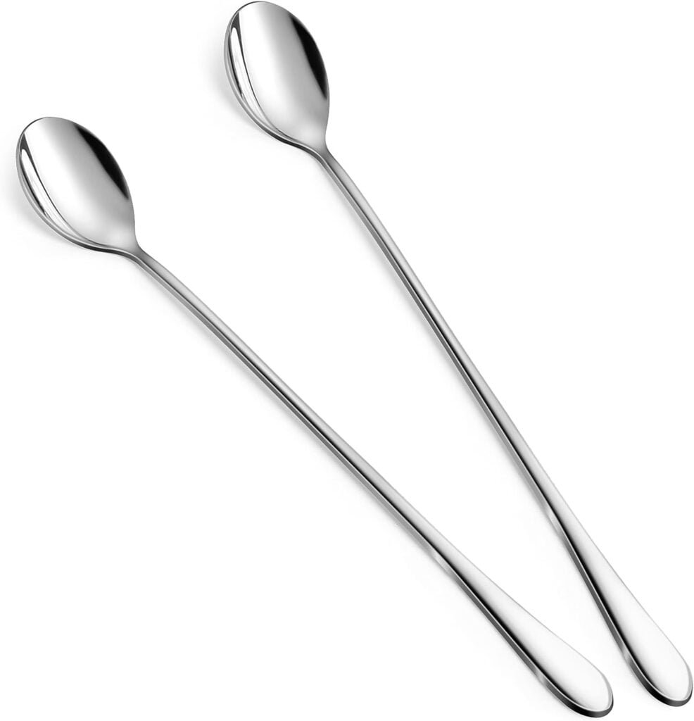 Rainspire 9-Inch Long Coffee Spoons for Coffee Bar, Coffee Stirrers Ice Cream Spoon Tea Spoons Stainless Steel Long Spoon for Cocktail Stirring Iced Tea, Coffee Bar Accessories, 4 Pack