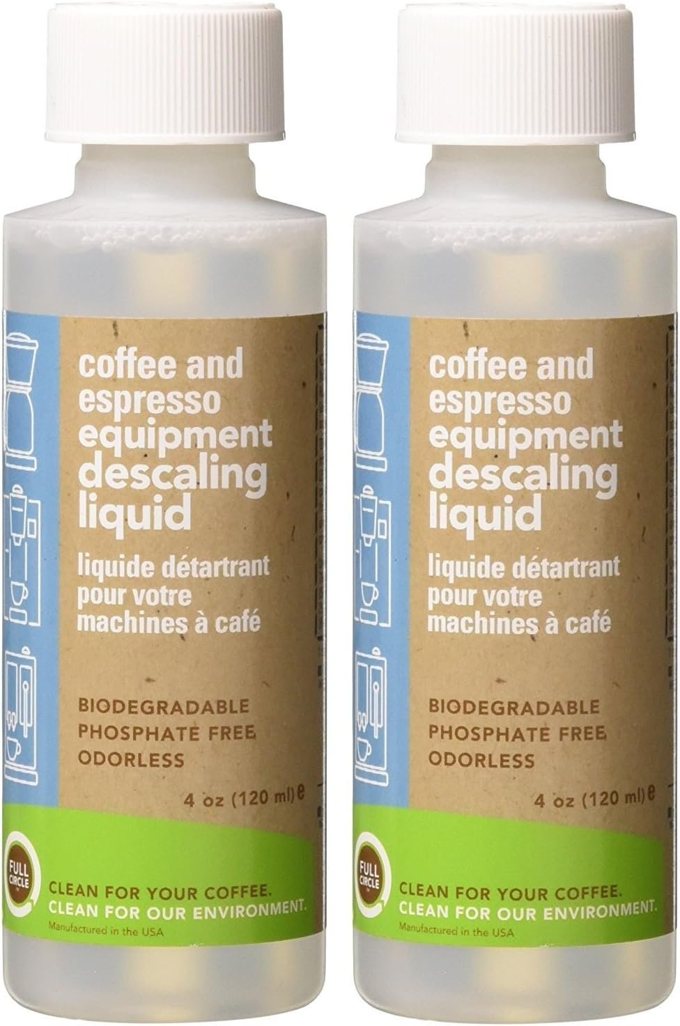 urnex biocaf espresso descaling solution 4 ounce 2 single bottles safe to use with keurig delonghi nespresso ninja hamil