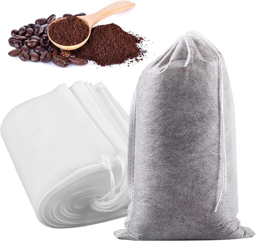 Yzurbu 200pcs Cold Brew Coffee Filter Bags, 2 x 2.8 No Mess Disposable Filter Bag with Drawstring for Coffee Grounds  Loose Teas